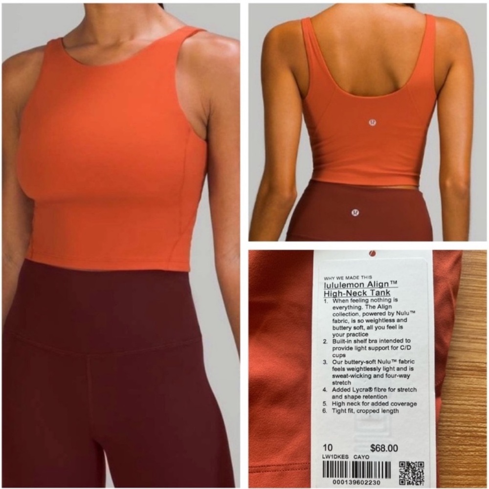 Lululemon Align High-Neck Tank Size: 10 in Canyon Orange